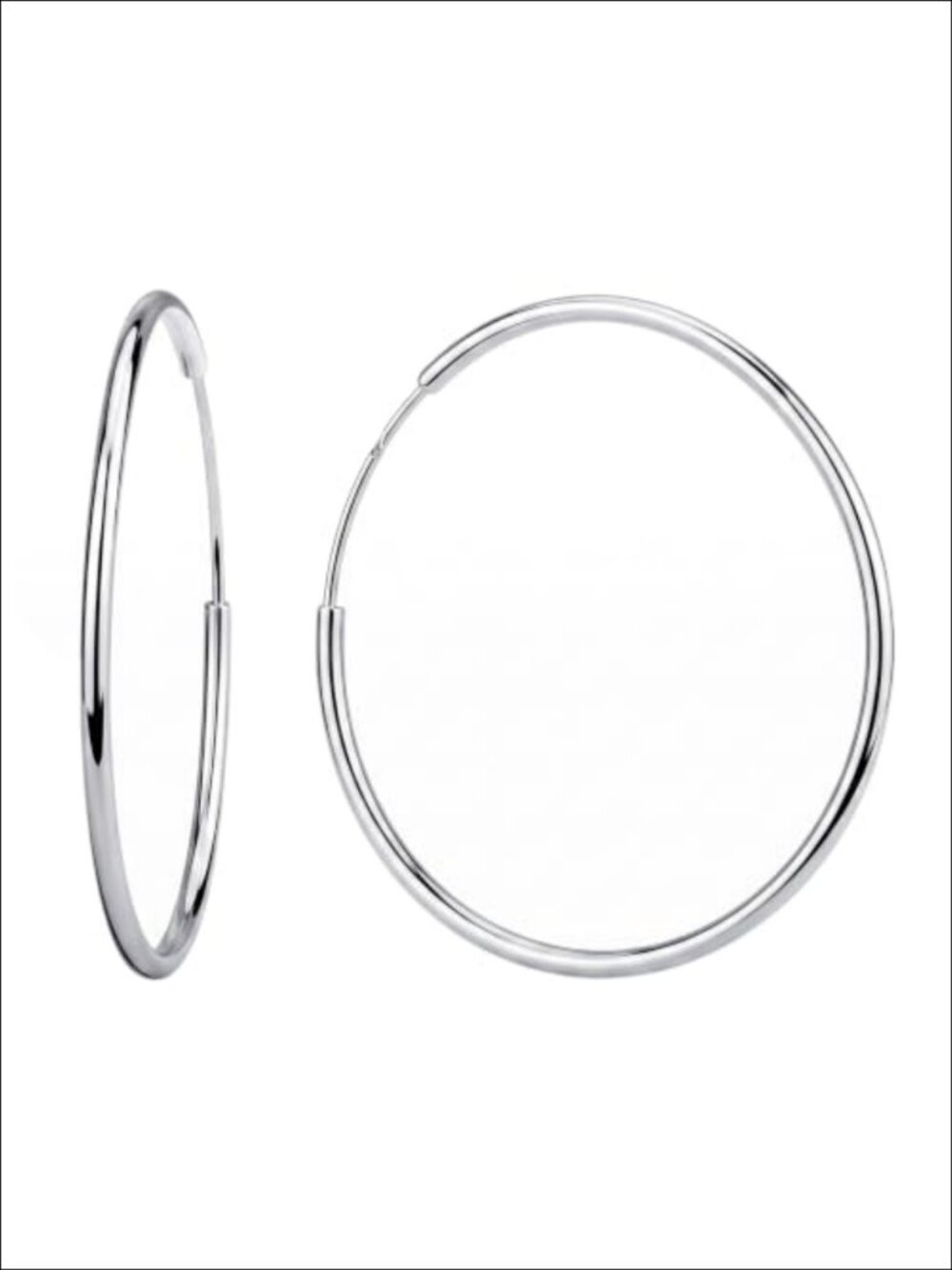 60mm White Gold Plated Hoop Earrings Minimalist Classic Round Gift
